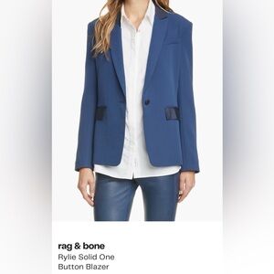 rag & bone Blue Single-Button Tailored Blazer
